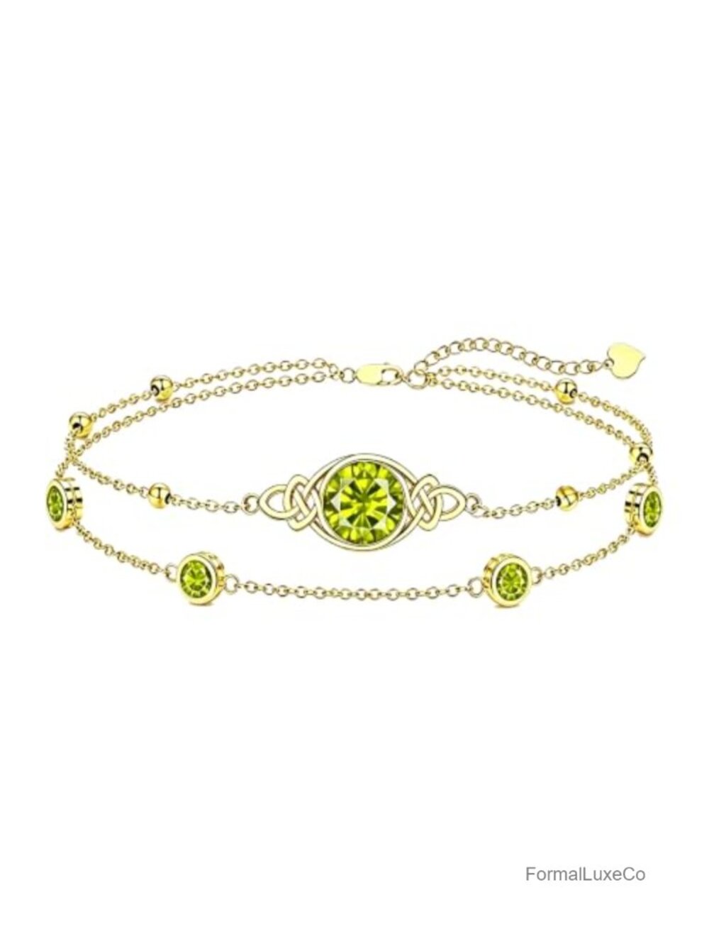 18K Gold Plated Irish Infinity Celtic Knot Birthstone Layered Anklet Bracelet